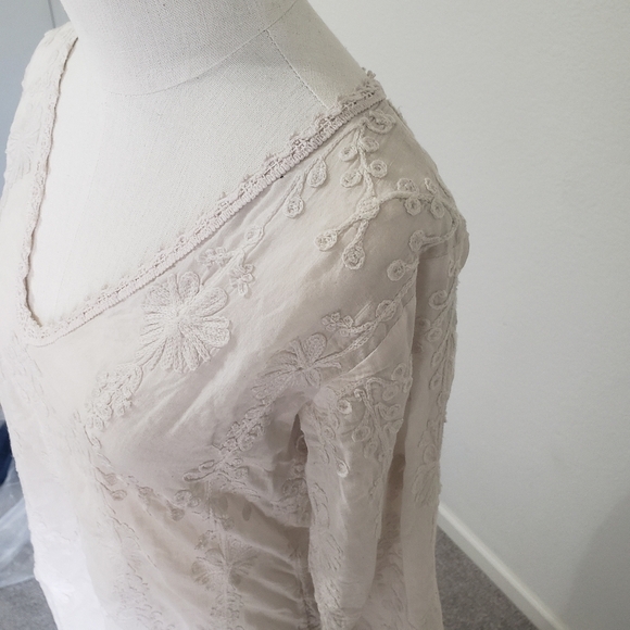 Melissa Odabash Embroidered White Long Sleeve V-Neck Sheath Dress Medium - Picture 5 of 10